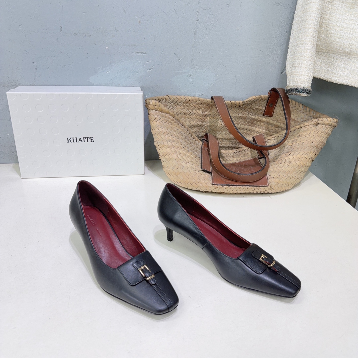 ¡Fábrica de alta calidad! Marca de moda de nicho 🔥 ¡Khaite 26ss nuevos zapatos de tacón alto informales con hebilla de…