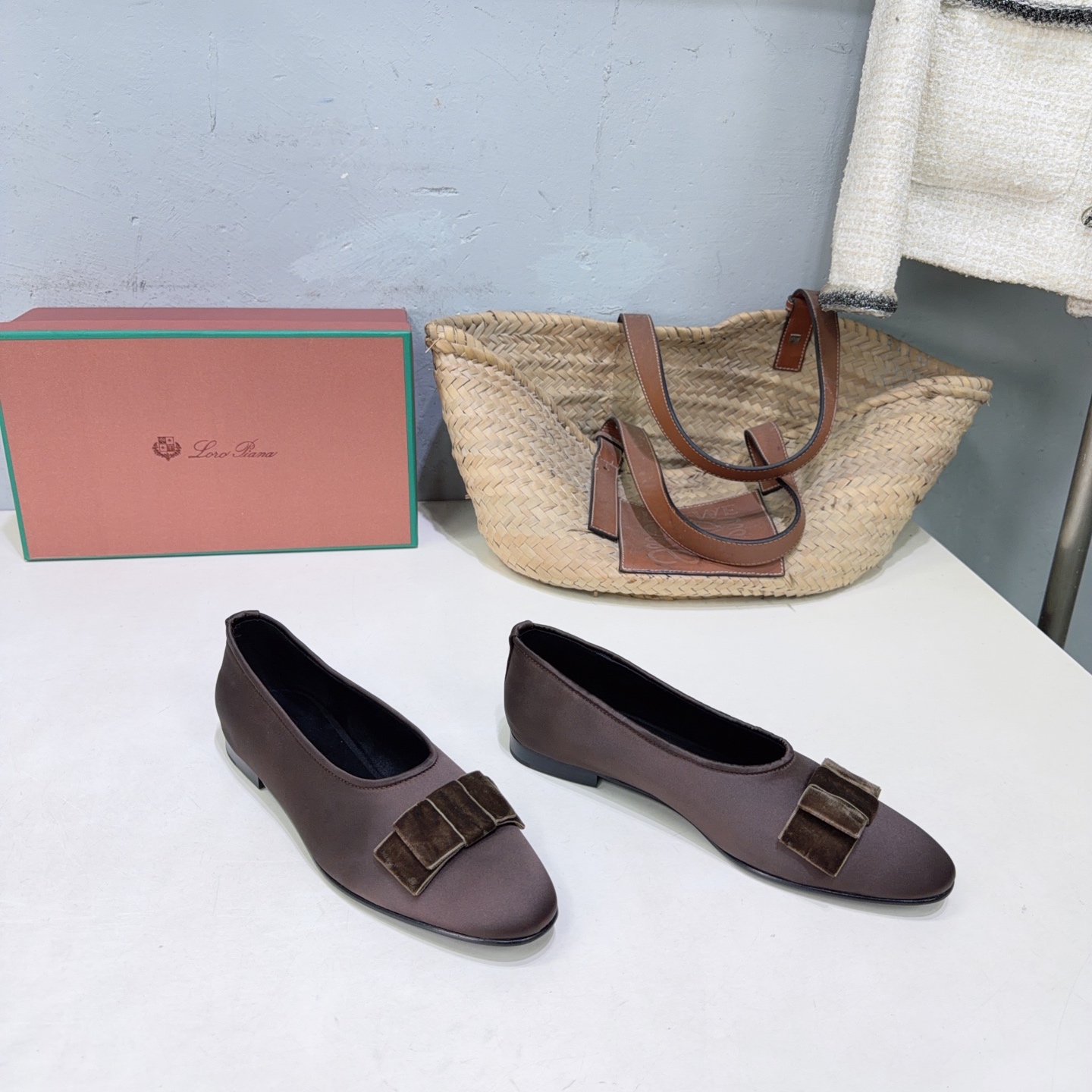 ¡Fábrica de alta calidad! ¡Calidad superior! 🔥Loro Piana ⚠️¡26 mocasines de tacón plano Mary Jane con lazo simple de p…