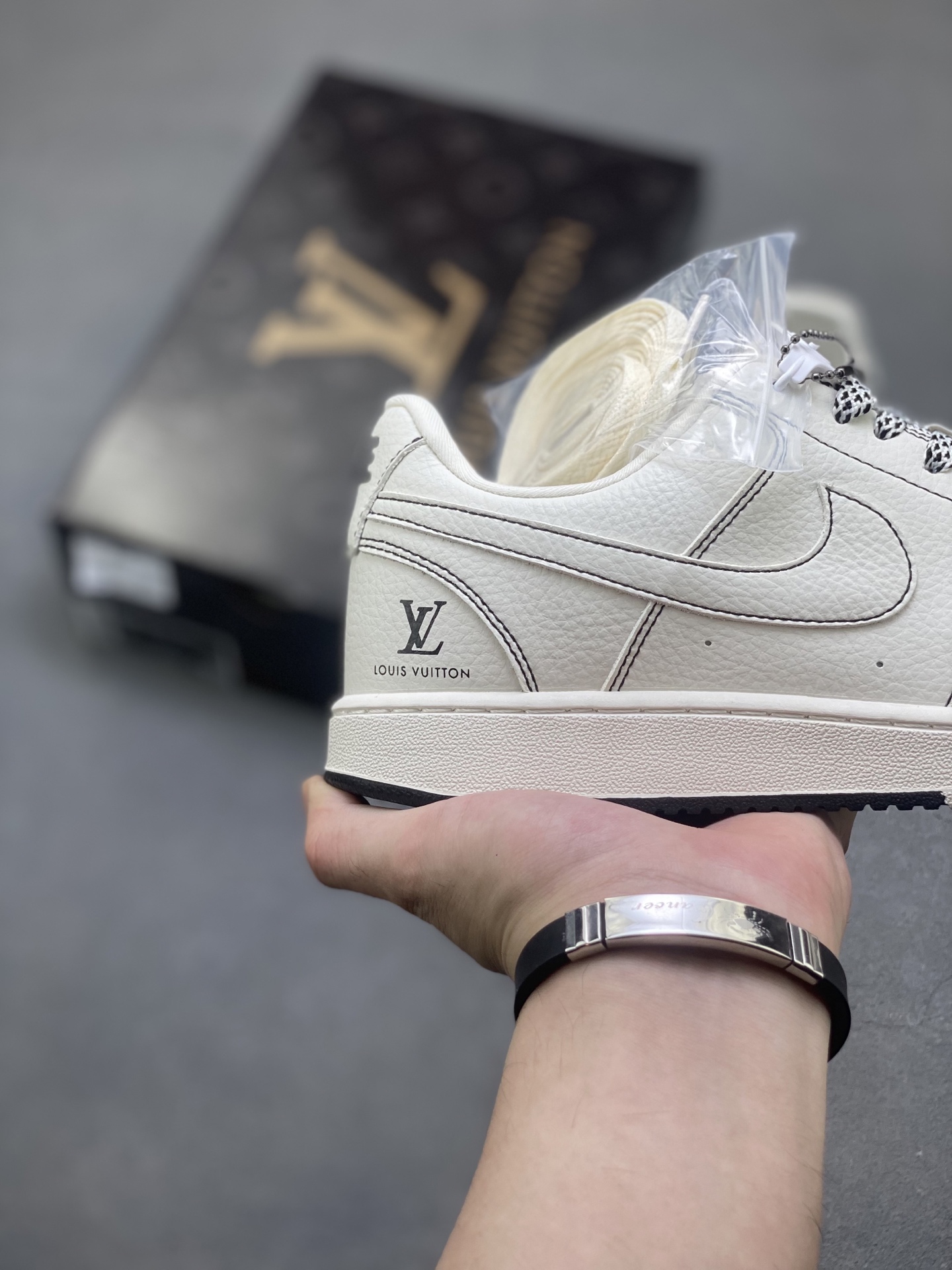 Nike Ebernon Low PRM with Louis Vuitton Accents - Premium Leather Sneakers 6 i1750959220363 7136 0 4