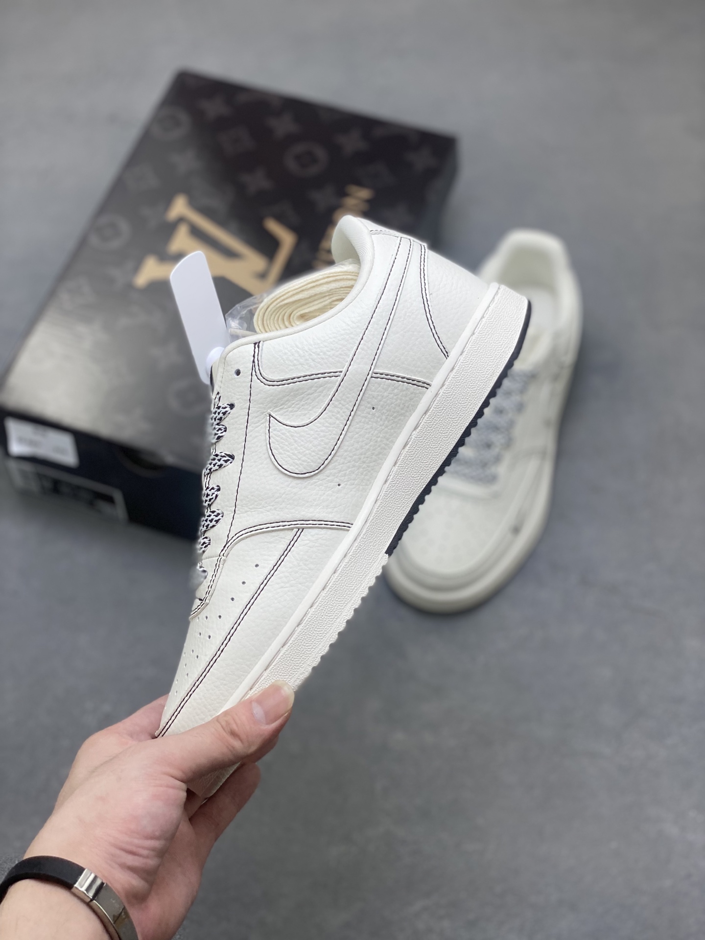 Nike Ebernon Low PRM with Louis Vuitton Accents - Premium Leather Sneakers 4 i1750959220426 6943 0 2