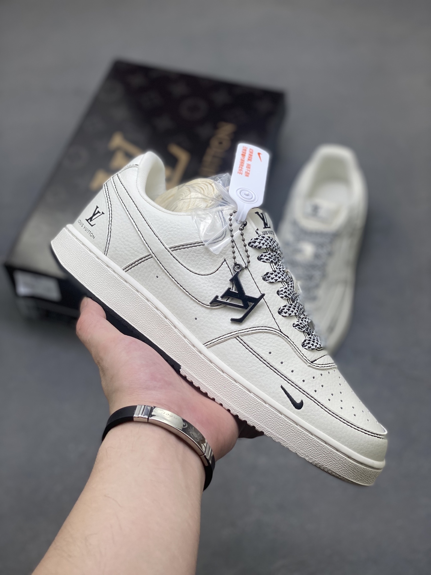 Nike Ebernon Low PRM with Louis Vuitton Accents - Premium Leather Sneakers 2 i1750959220439 6527 0 0