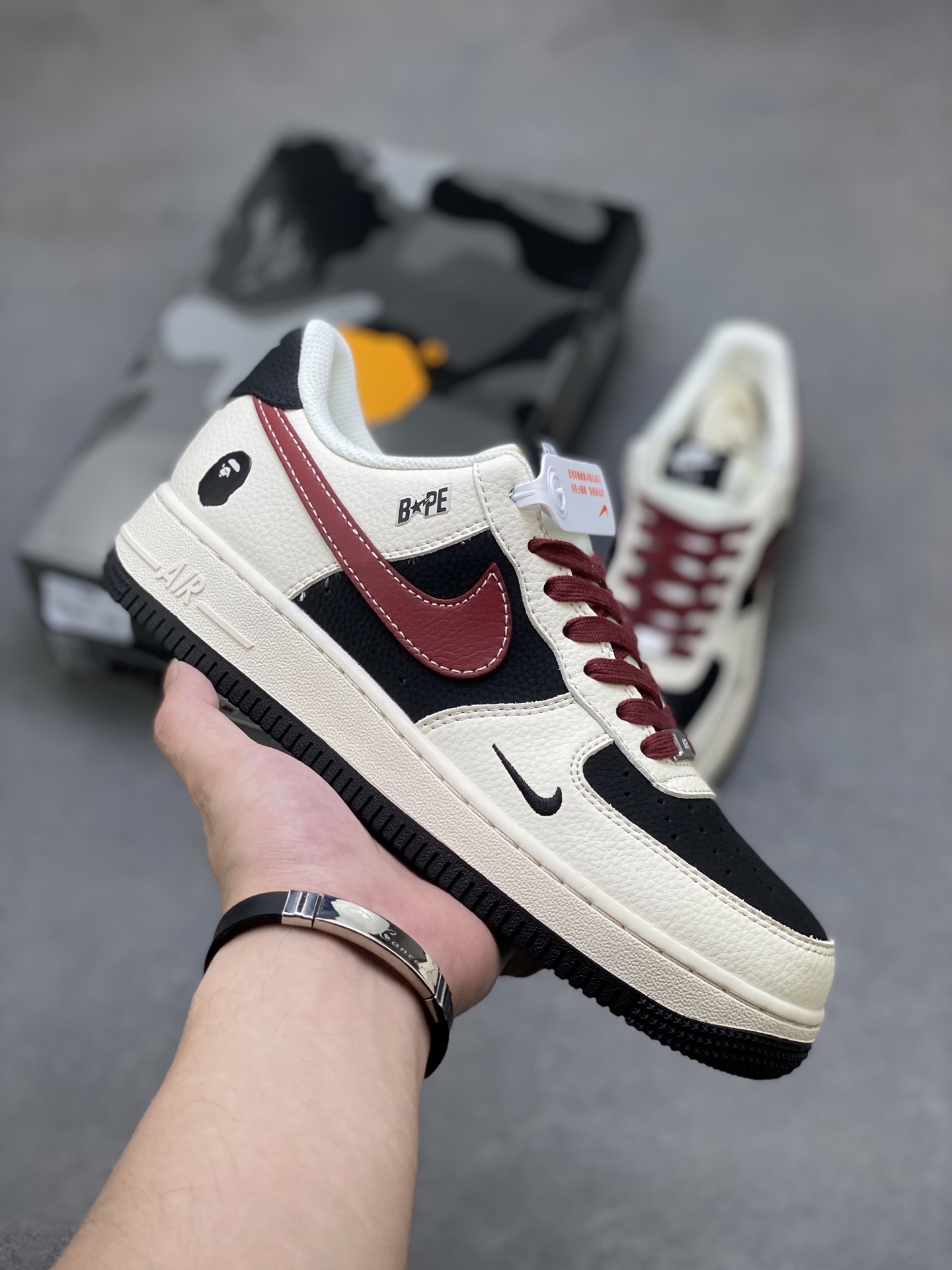 Nike Air Force 1 '07 Low Bape Collab Black Burgundy Sneakers 2 i1751398221785 8979 0 0