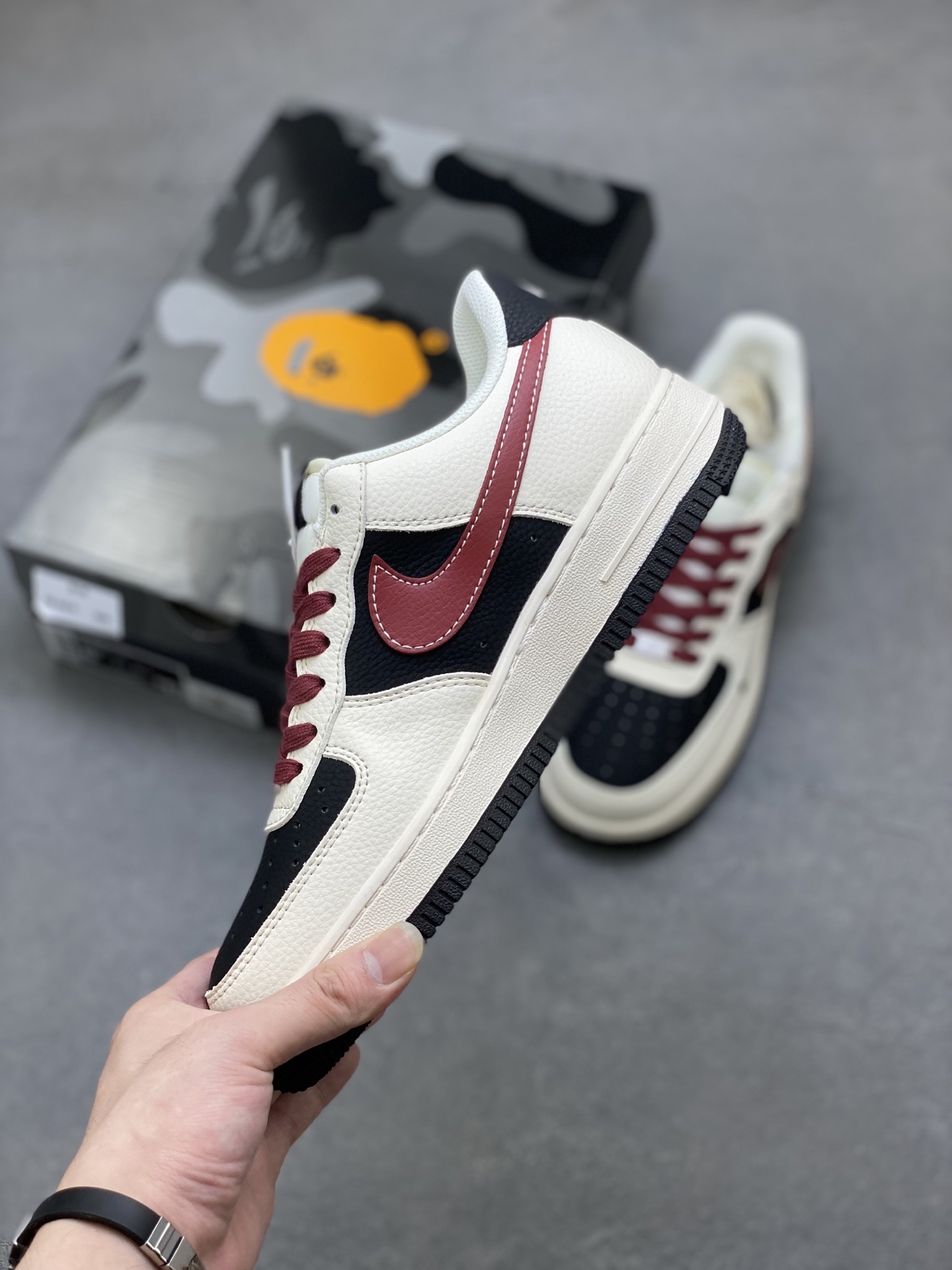 Nike Air Force 1 '07 Low Bape Collab Black Burgundy Sneakers 4 i1751398221849 418 0 2