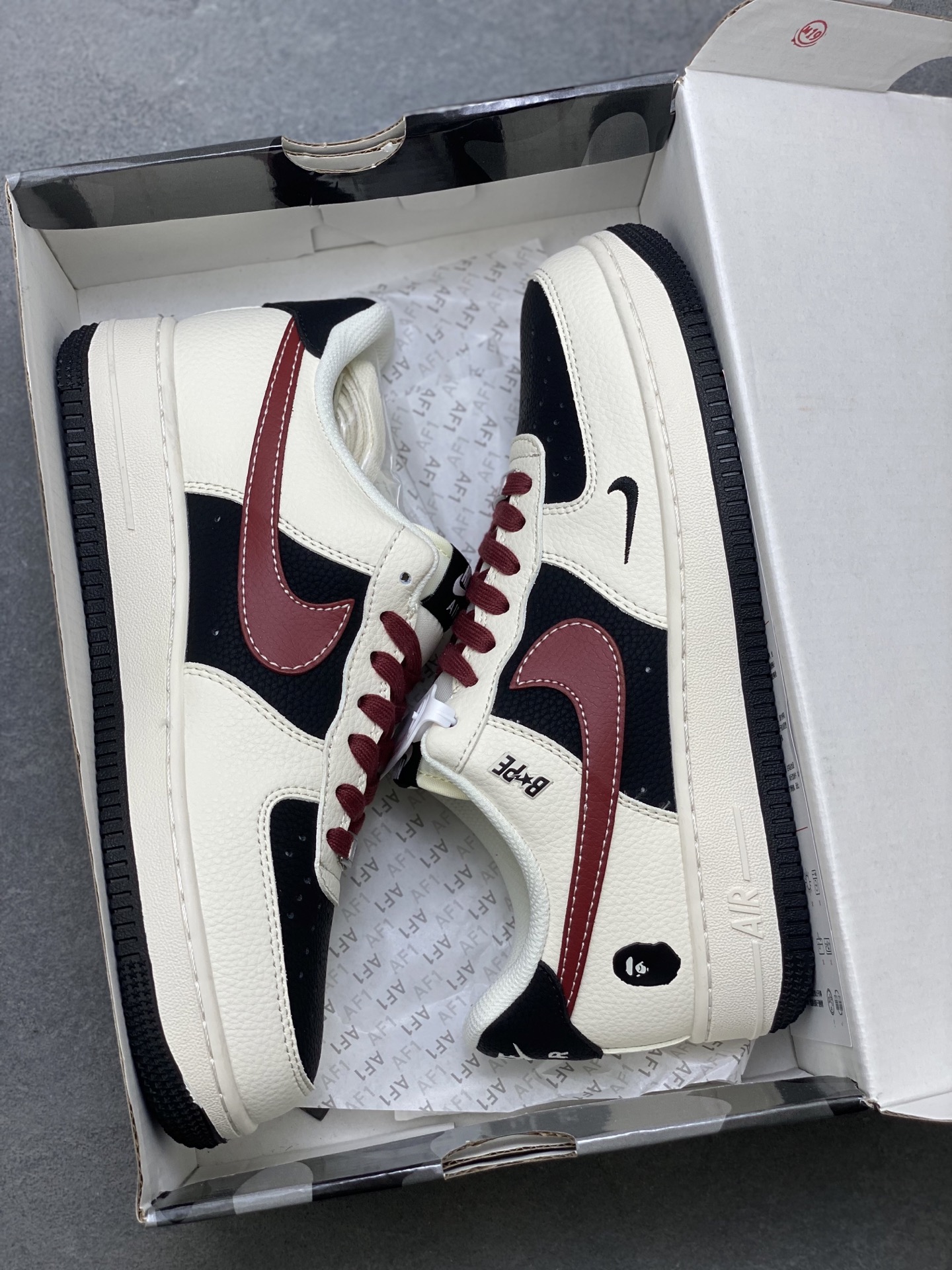 Nike Air Force 1 '07 Low Bape Collab Black Burgundy Sneakers 10 i1751398228940 8584 0 8