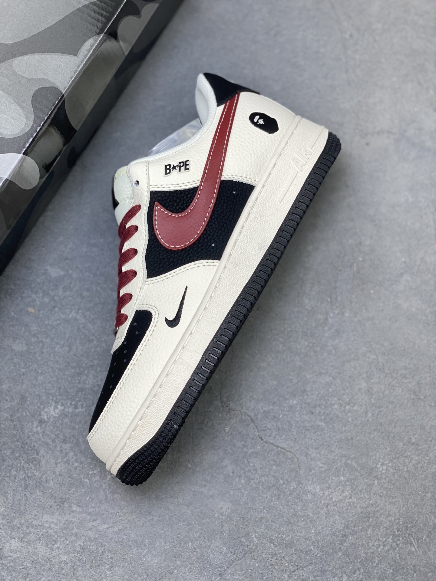 Nike Air Force 1 '07 Low Bape Collab Black Burgundy Sneakers 8 i1751398229068 9985 0 6