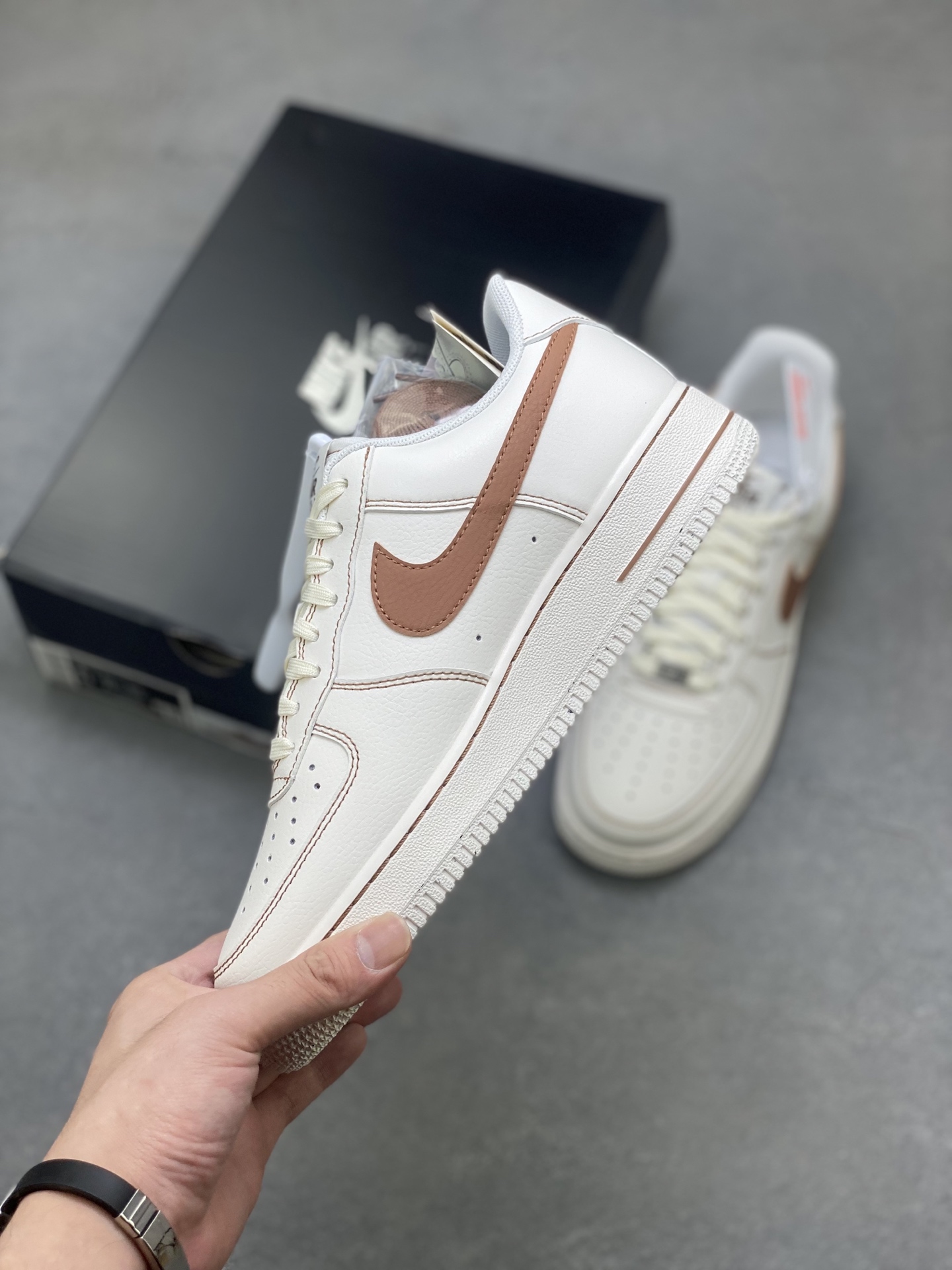 Nike Air Force 1 '07 Low Sneakers - White/Brown, All-Day Comfort 4 i1751992712956 6036 0 2
