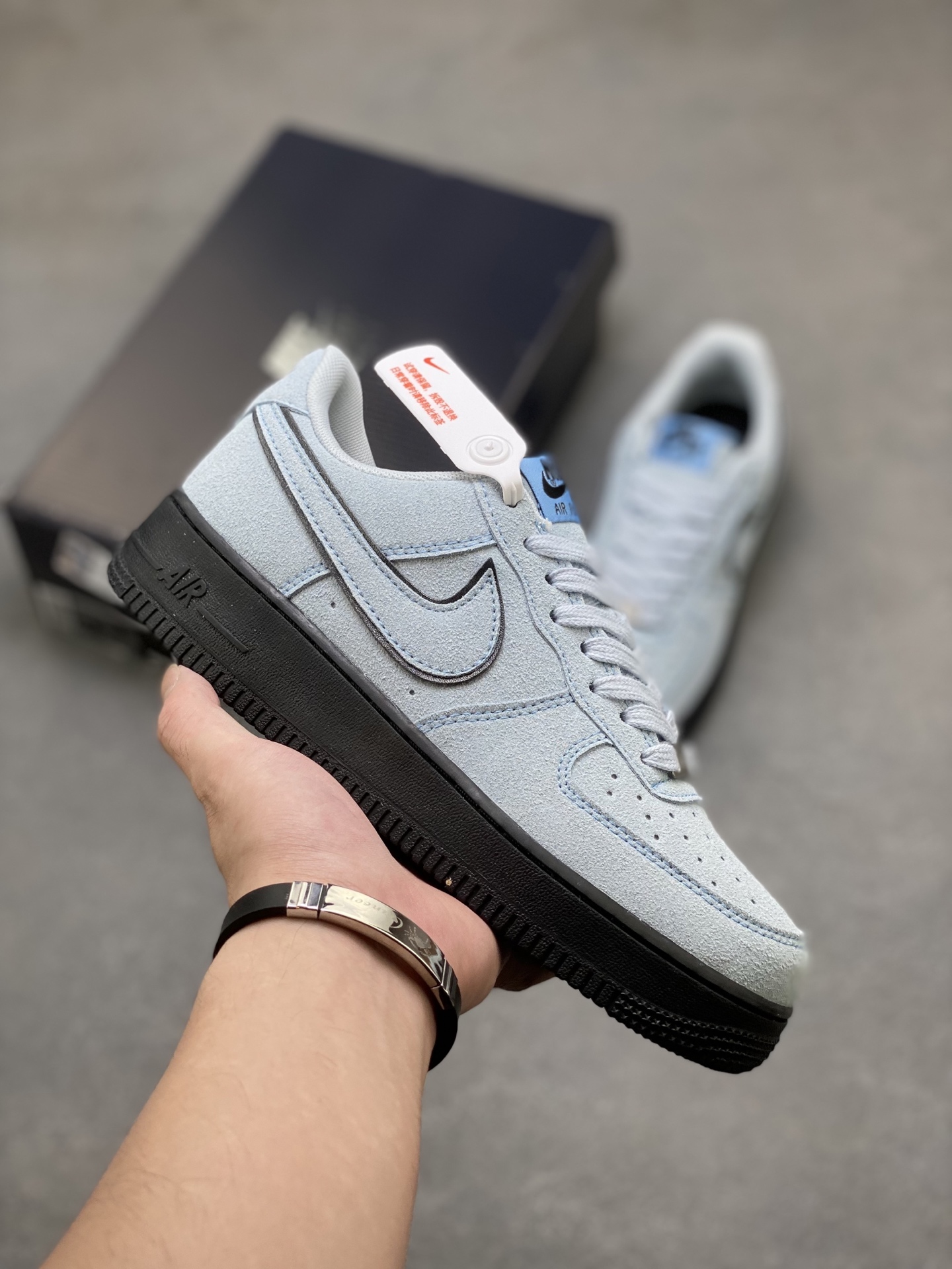 Nike Air Force 1 '07 Low Light Blue Suede and Black Sole Casual Shoes 2 i1753199994189 7685 0 0