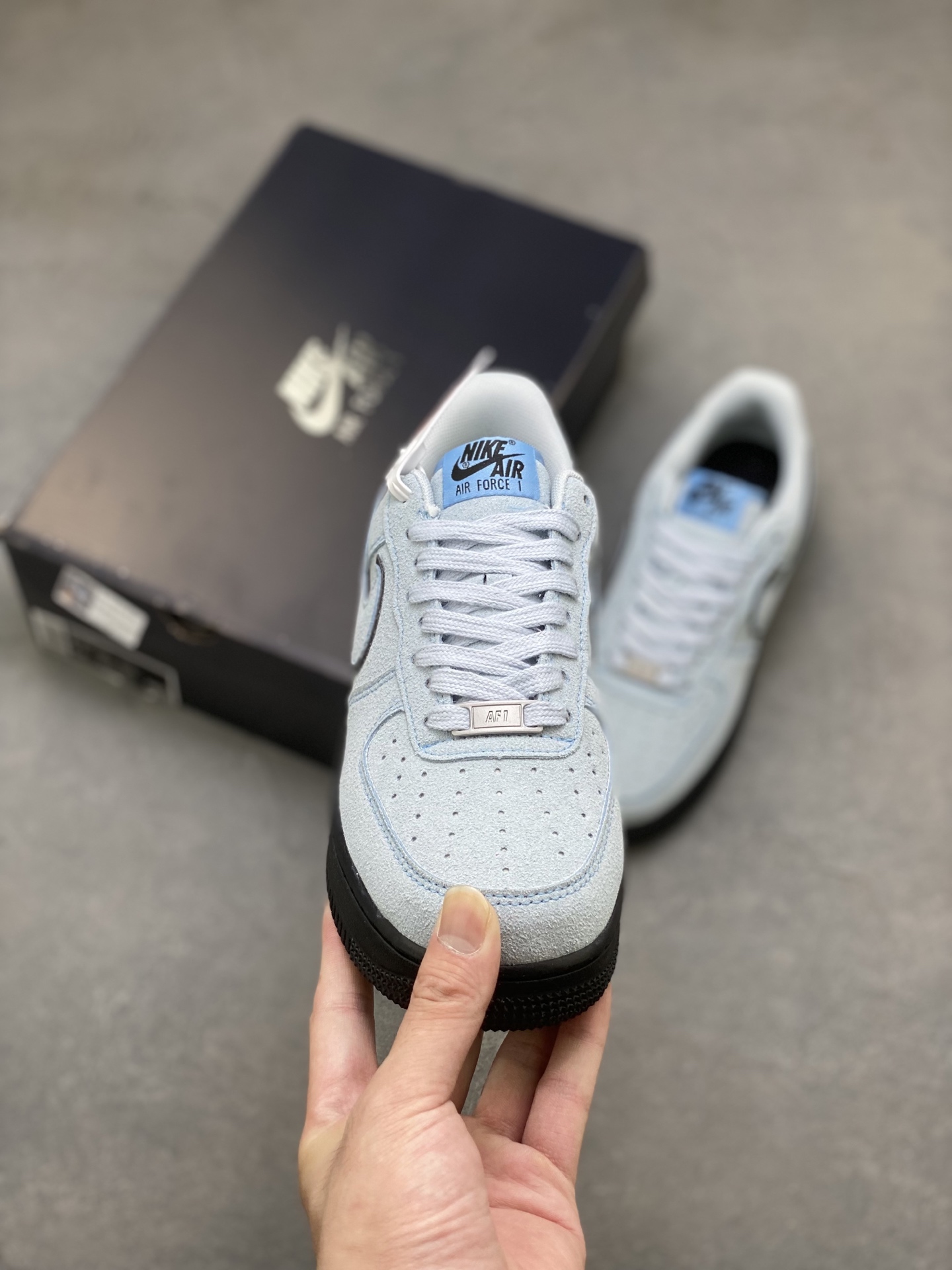 Nike Air Force 1 '07 Low Light Blue Suede and Black Sole Casual Shoes 3 i1753199996446 8672 0 1