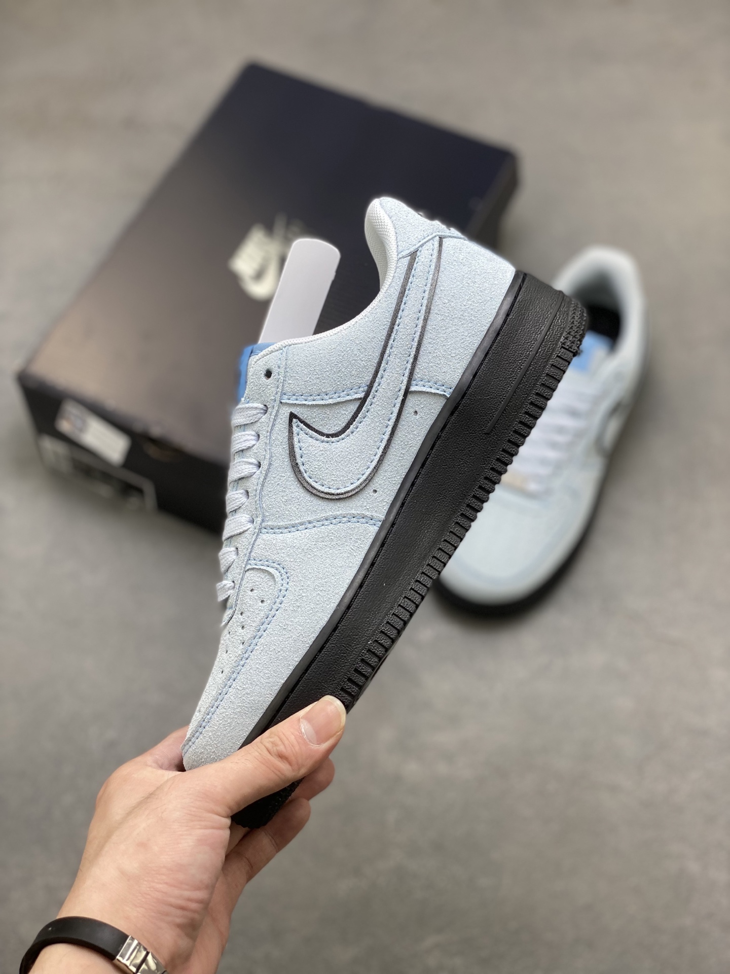 Nike Air Force 1 '07 Low Light Blue Suede and Black Sole Casual Shoes 4 i1753200000336 7583 0 2