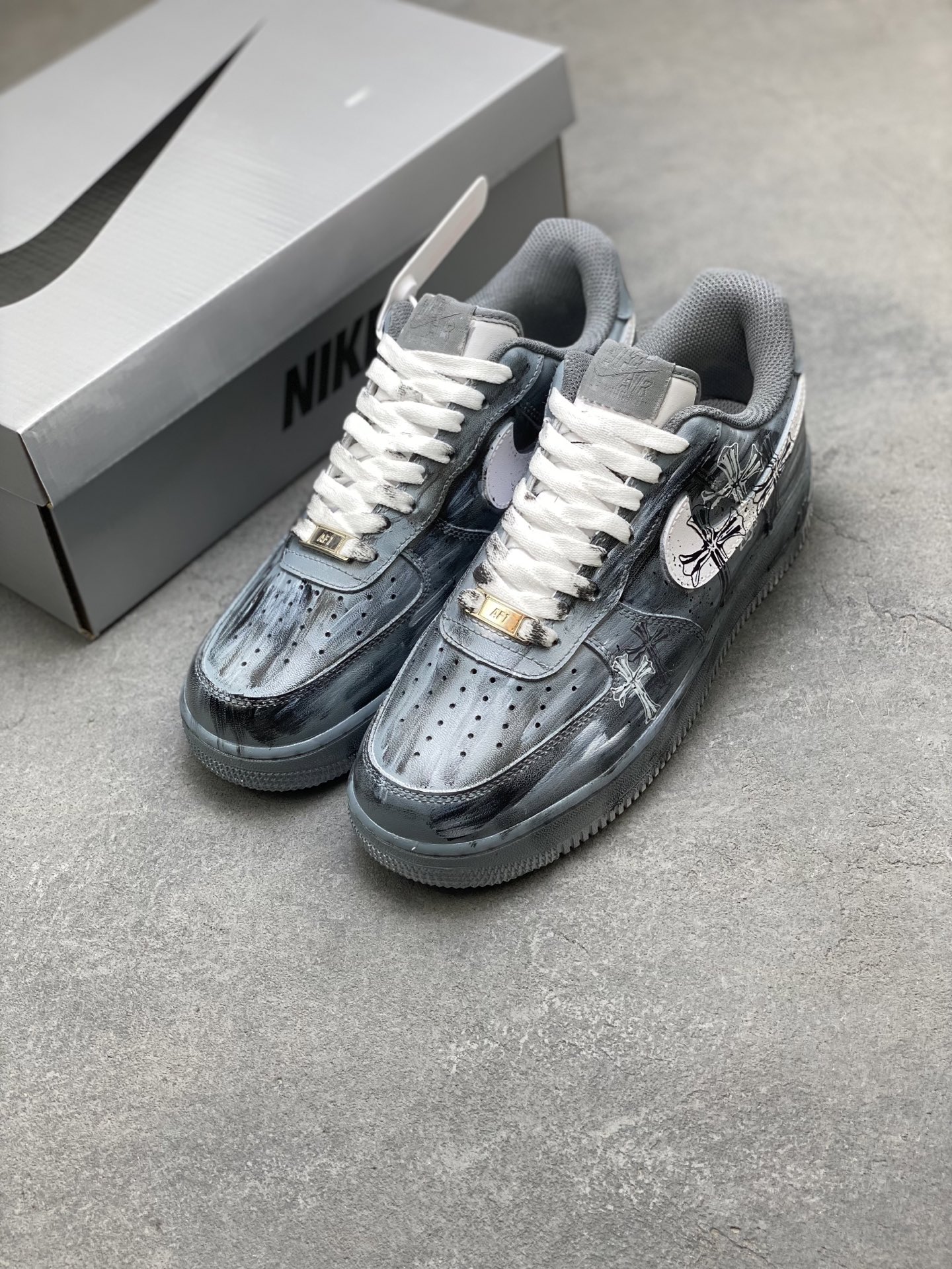 Nike Air Force 1 '07 Low Gray Custom Casual Sneakers, Limited Edition 8 i1753200060101 2552 0 7