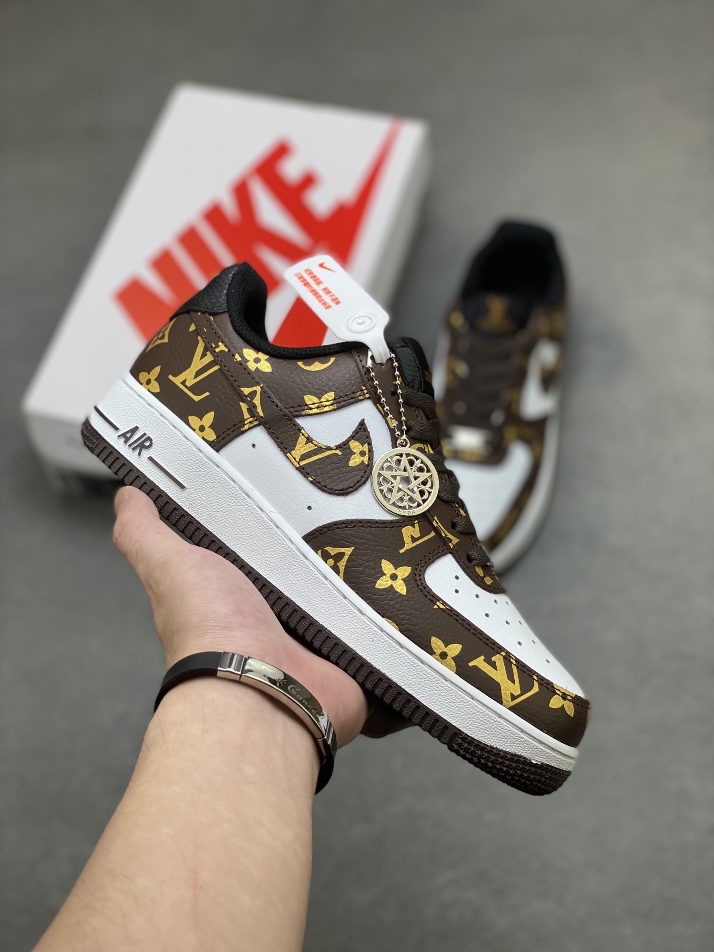 Nike Air Force 1 '07 Low Brown and Gold Monogram Sneakers - Limited Edition 2 i1758643393807 880 0 0