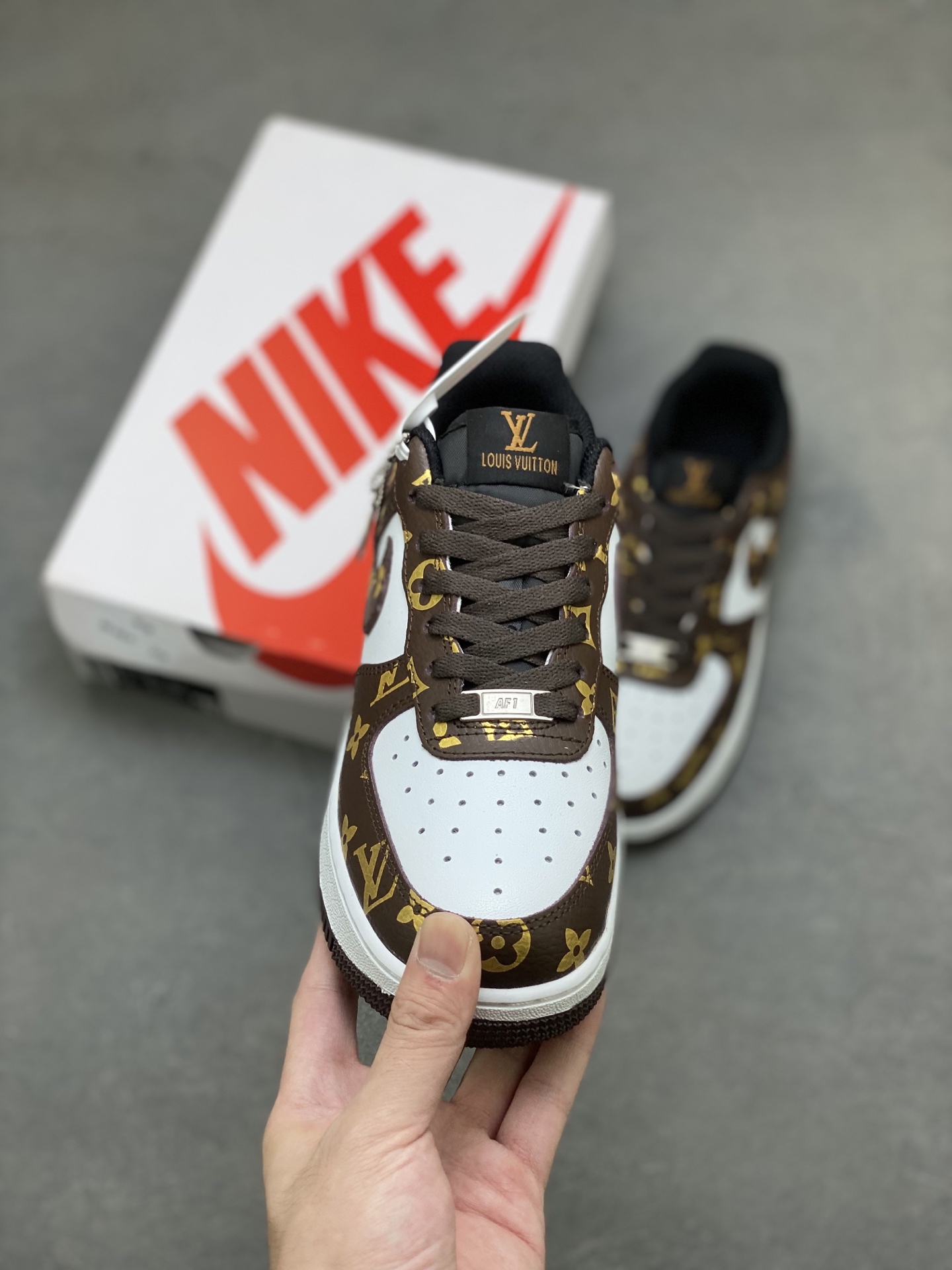 Nike Air Force 1 '07 Low Brown and Gold Monogram Sneakers - Limited Edition 3 i1758643396182 1957 0 1