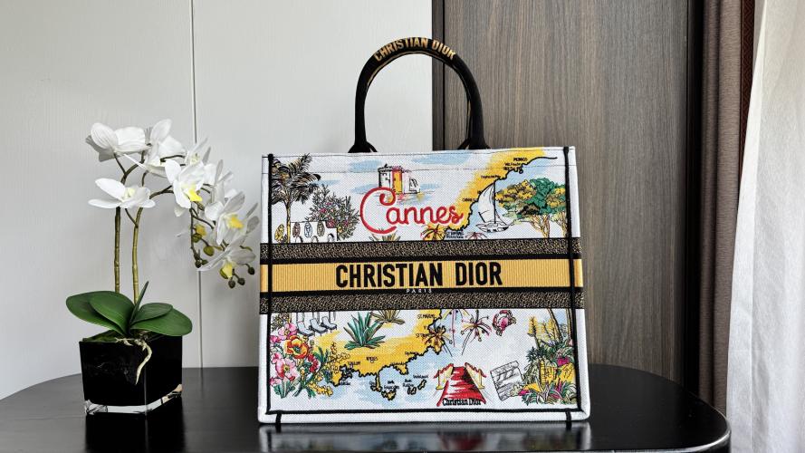 Dior Book Tote Bag Cannes Large, White Multicolor Butterfly Embroidery 1 Dior Book Tote Bag Cannes Large, White Multicolor Butterfly Embroidery