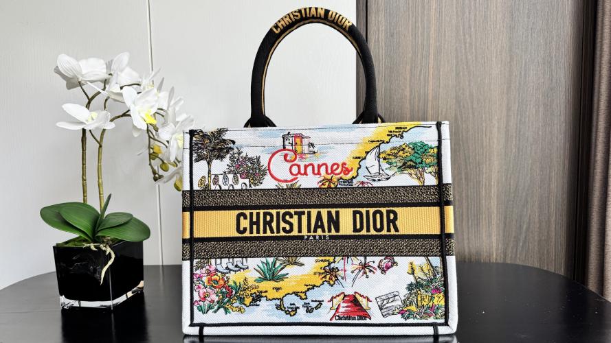 Dior Book Tote Bag, Cannes Medium - Butterfly Around The World Embroidery 1 Dior Book Tote Bag, Cannes Medium - Butterfly Around The World Embroidery