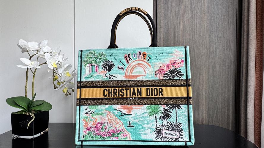 Christian Dior Book Tote Bag: St. Tropez Design, Large 42cm, Multicolor Butterfly 1 Christian Dior Book Tote Bag: St. Tropez Design, Large 42cm, Multicolor Butterfly