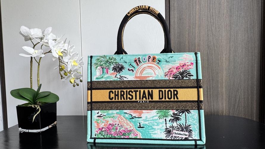 Dior Book Tote Bag, St. Tropez Multicolor Embroidery, Medium Size, 36cm 1 Dior Book Tote Bag, St. Tropez Multicolor Embroidery, Medium Size, 36cm