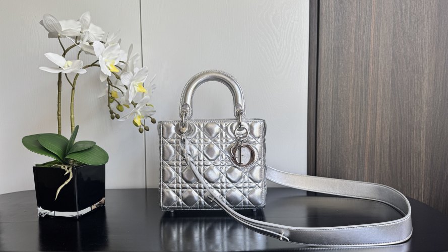 Dior Lady D-Joy Bag, Metallic Silver Lambskin with Removable Charms 1 Dior Lady D-Joy Bag, Metallic Silver Lambskin with Removable Charms