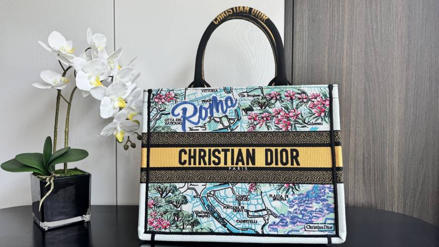 Dior Book Tote Roma Medium, Floral Map Embroidery - Perfect Everyday Bag 1 Dior Book Tote Roma Medium, Floral Map Embroidery - Perfect Everyday Bag