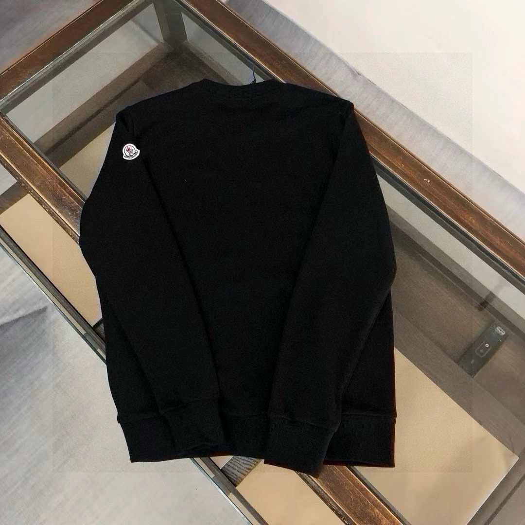 “Mon*CLER Round-Collar Coat with Logo Embroidery in Black, Sizes S-XXL” - 图片 6