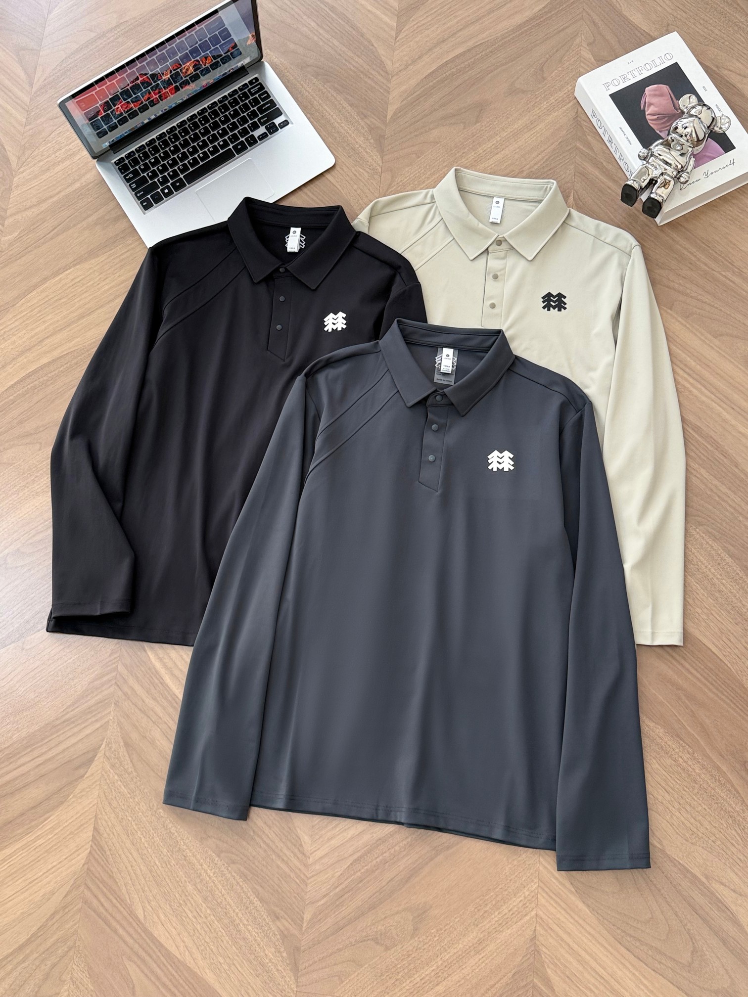 KOLON SPORT Men's Long Sleeve Polo Shirt Quick-Dry Athletic Pullover Top