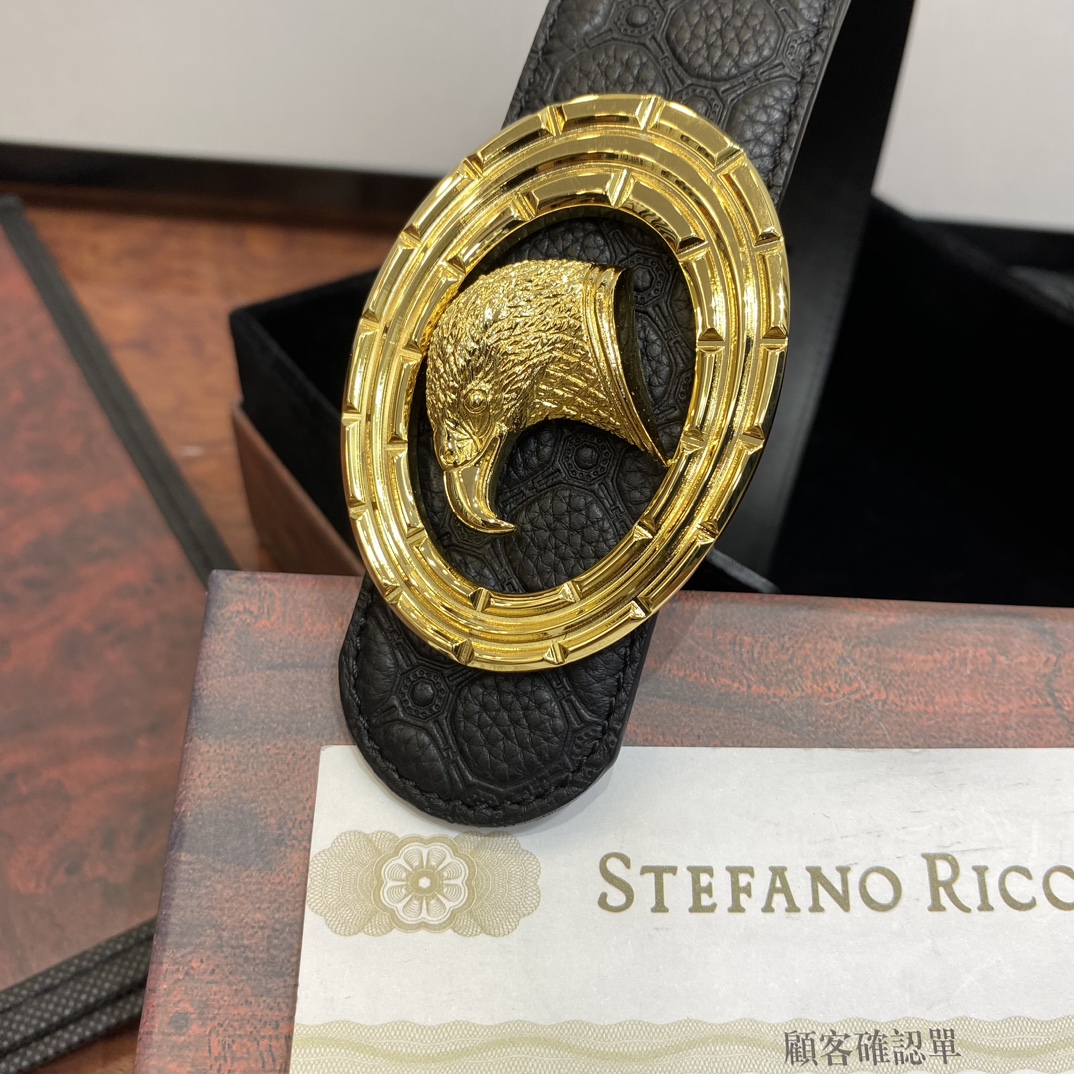 StefanoRicci/原單品質/精品經典原版鹰头手工镶钻鋼扣底桥雕刻logo原版压纹牛皮進口底皮-寬