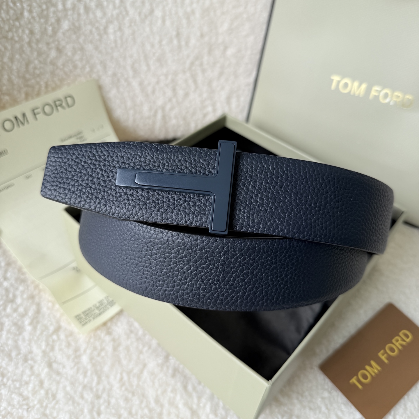 Ceinture Tom Ford Homme en Cuir de Veau Double Face, Boucle T Élégante, 4.0 cm