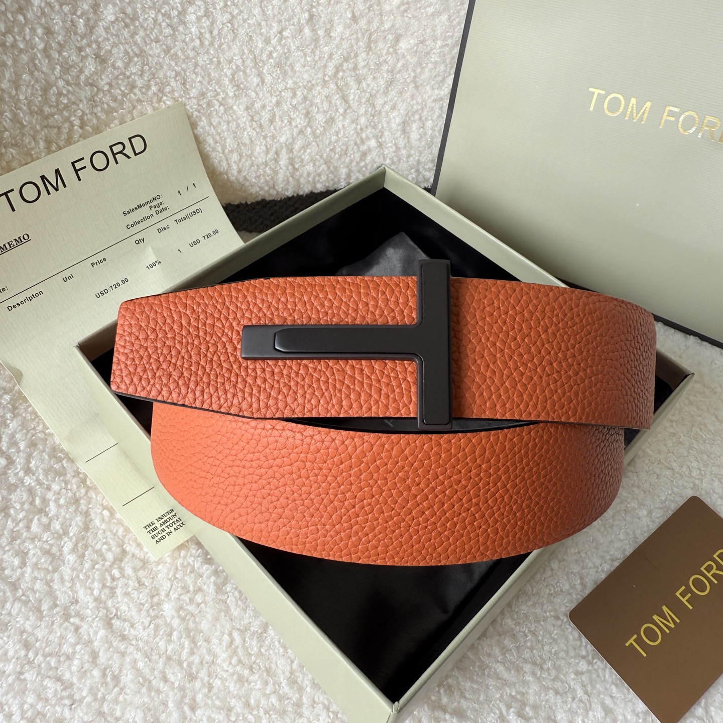 Elegante cinturón de piel reversible Tom Ford para hombre, 4.0 cm