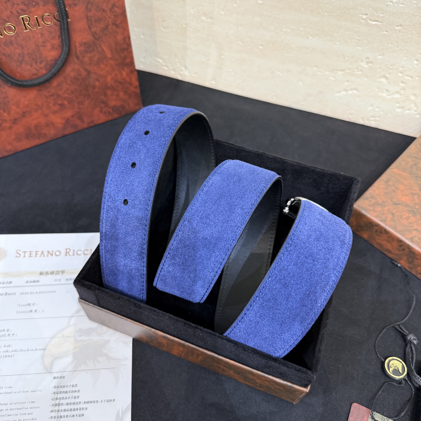🅿️249 Stefano Ricci /🆕新款原單品質/精品經典鹰头鋼扣 底桥雕刻logo🐭原版压纹牛皮進口底皮-寬度38毫米