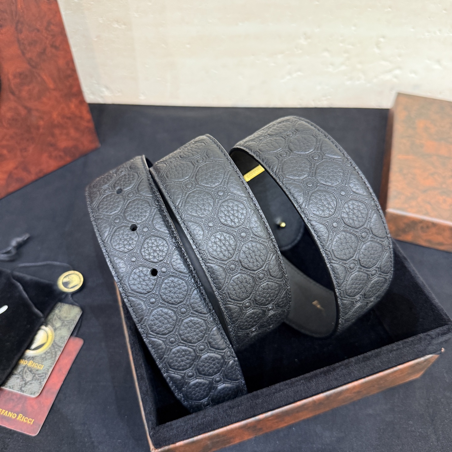 🅿️300 Stefano Ricci /🆕新款原單品質/精品經典鹰头鋼扣 底桥雕刻logo🐭原版压纹牛皮進口底皮-寬度38毫米