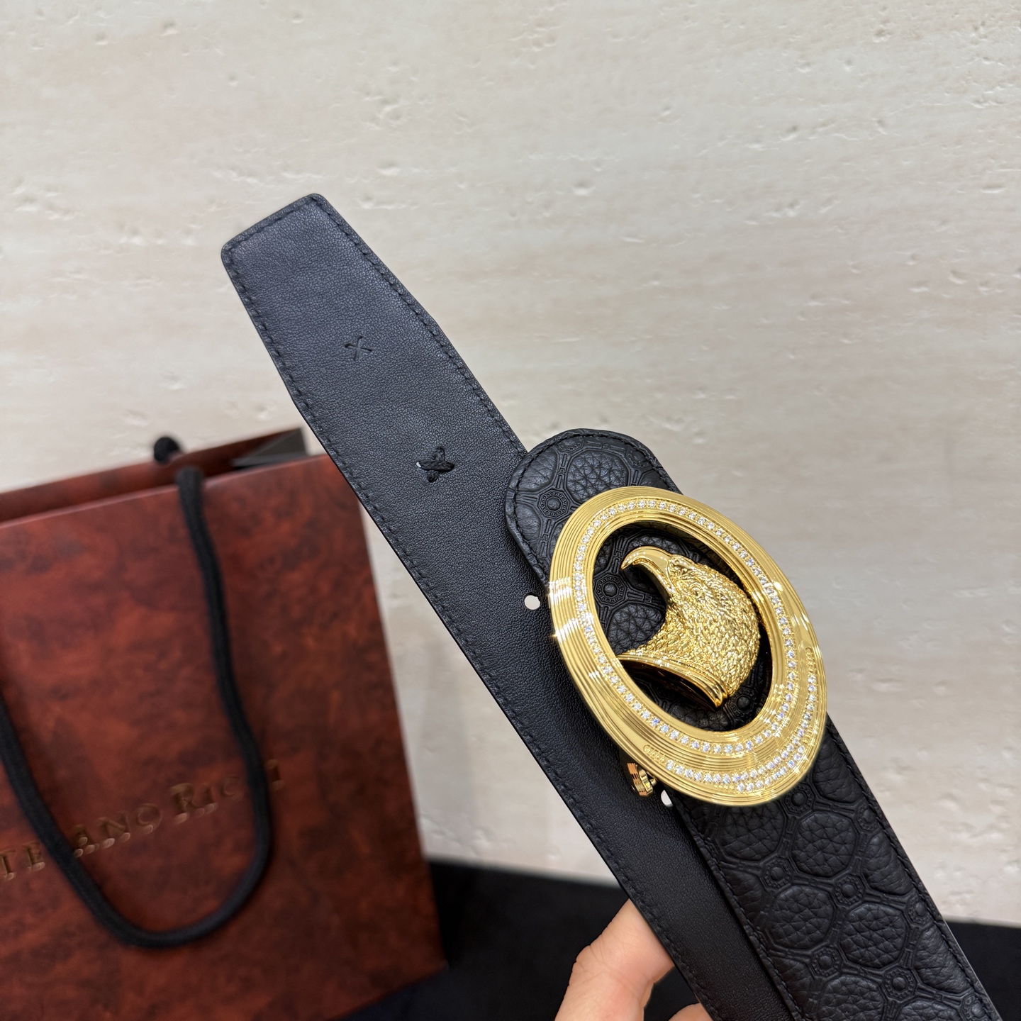 🅿️300 Stefano Ricci /🆕新款原單品質/精品經典鹰头鋼扣 底桥雕刻logo🐭原版压纹牛皮進口底皮-寬度38毫米