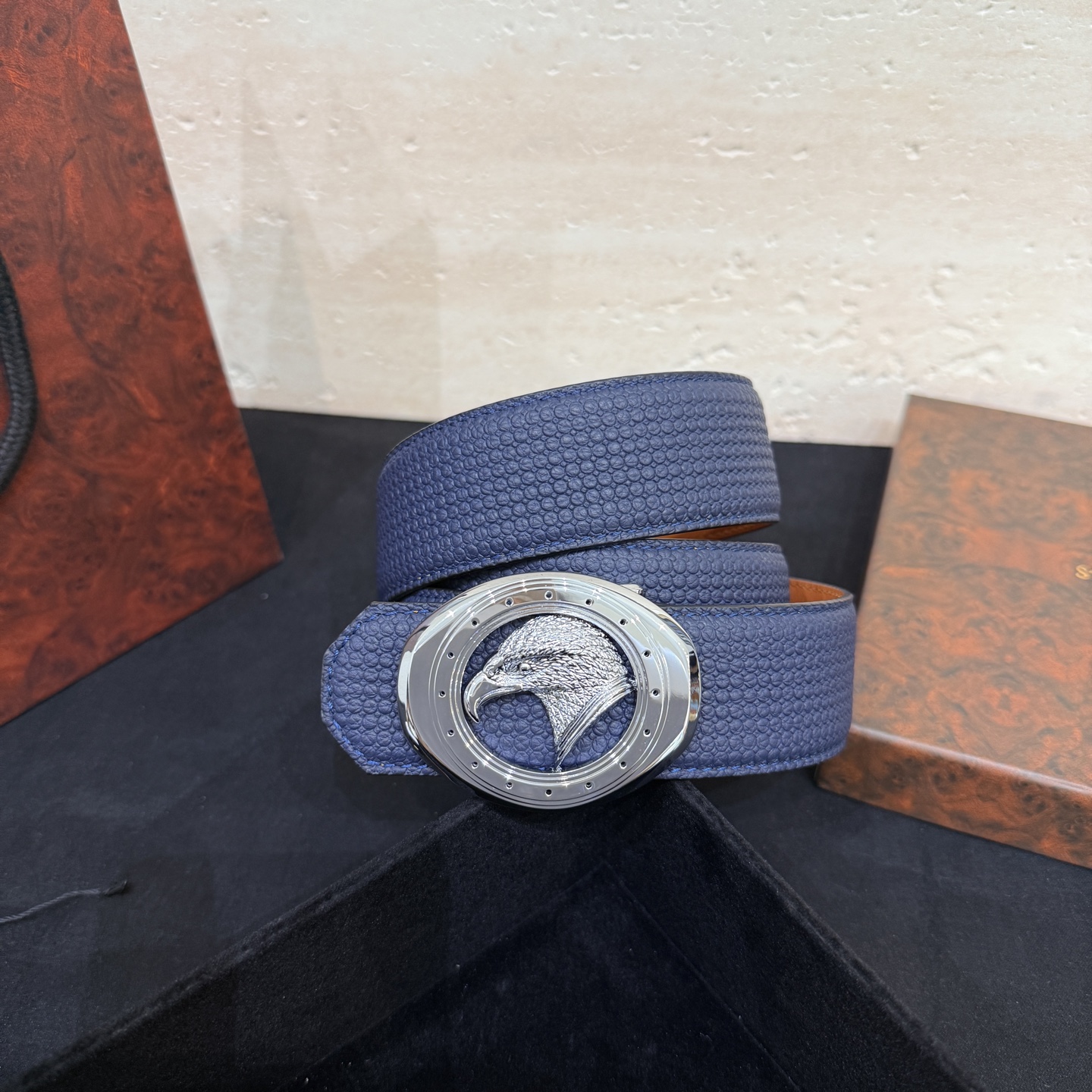 🅿️249 Stefano Ricci /🆕新款原單品質/精品經典鹰头鋼扣 底桥雕刻logo🐭原版压纹牛皮進口底皮-寬度38毫米