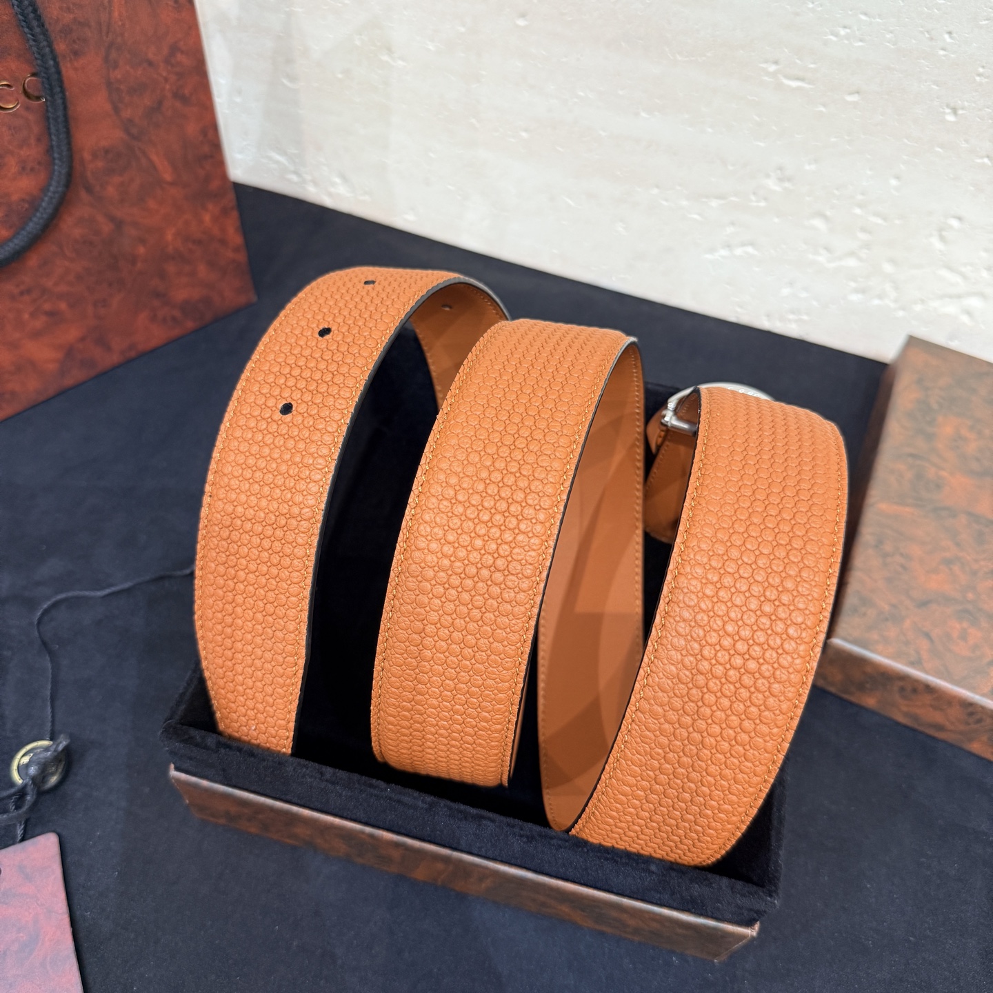 🅿️249 Stefano Ricci /🆕新款原單品質/精品經典鹰头鋼扣 底桥雕刻logo🐭原版压纹牛皮進口底皮-寬度38毫米