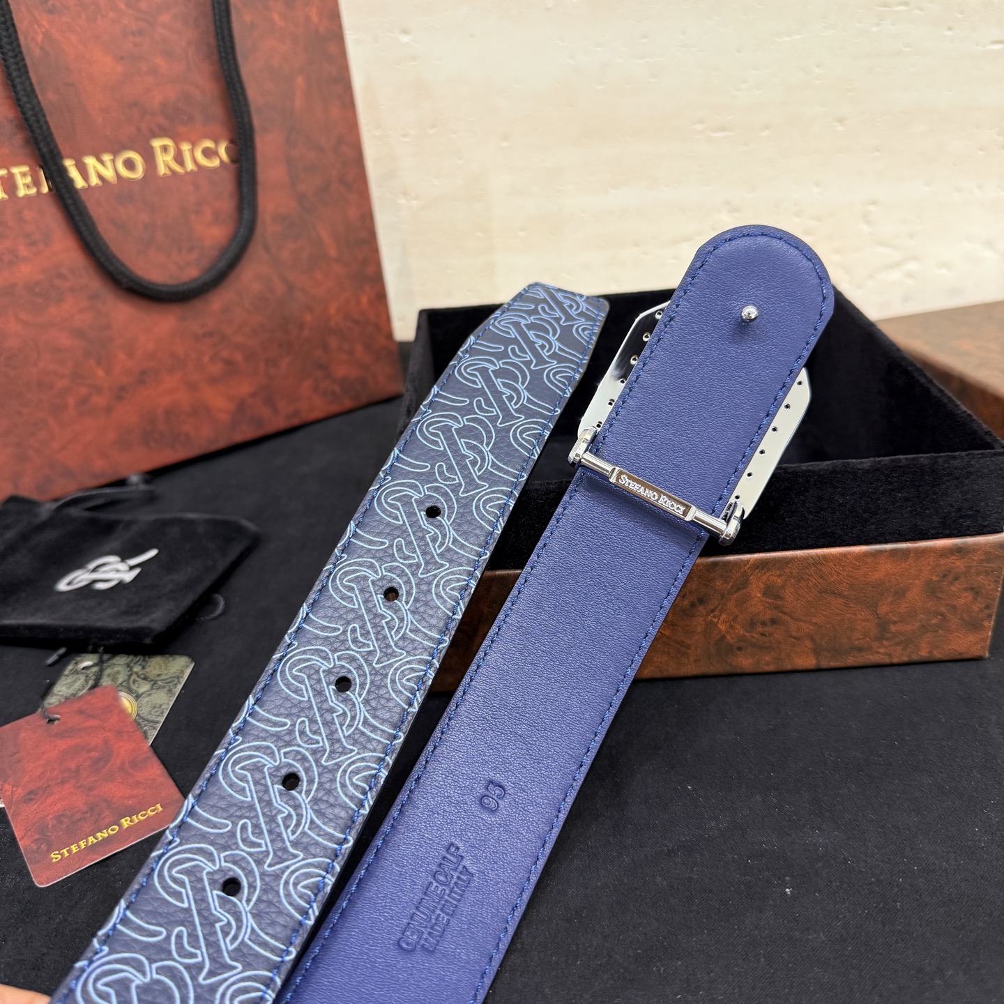 🅿️249 Stefano Ricci /🆕新款原單品質/精品經典鹰头鋼扣 底桥雕刻logo🐭原版压纹牛皮進口底皮-寬度38毫米