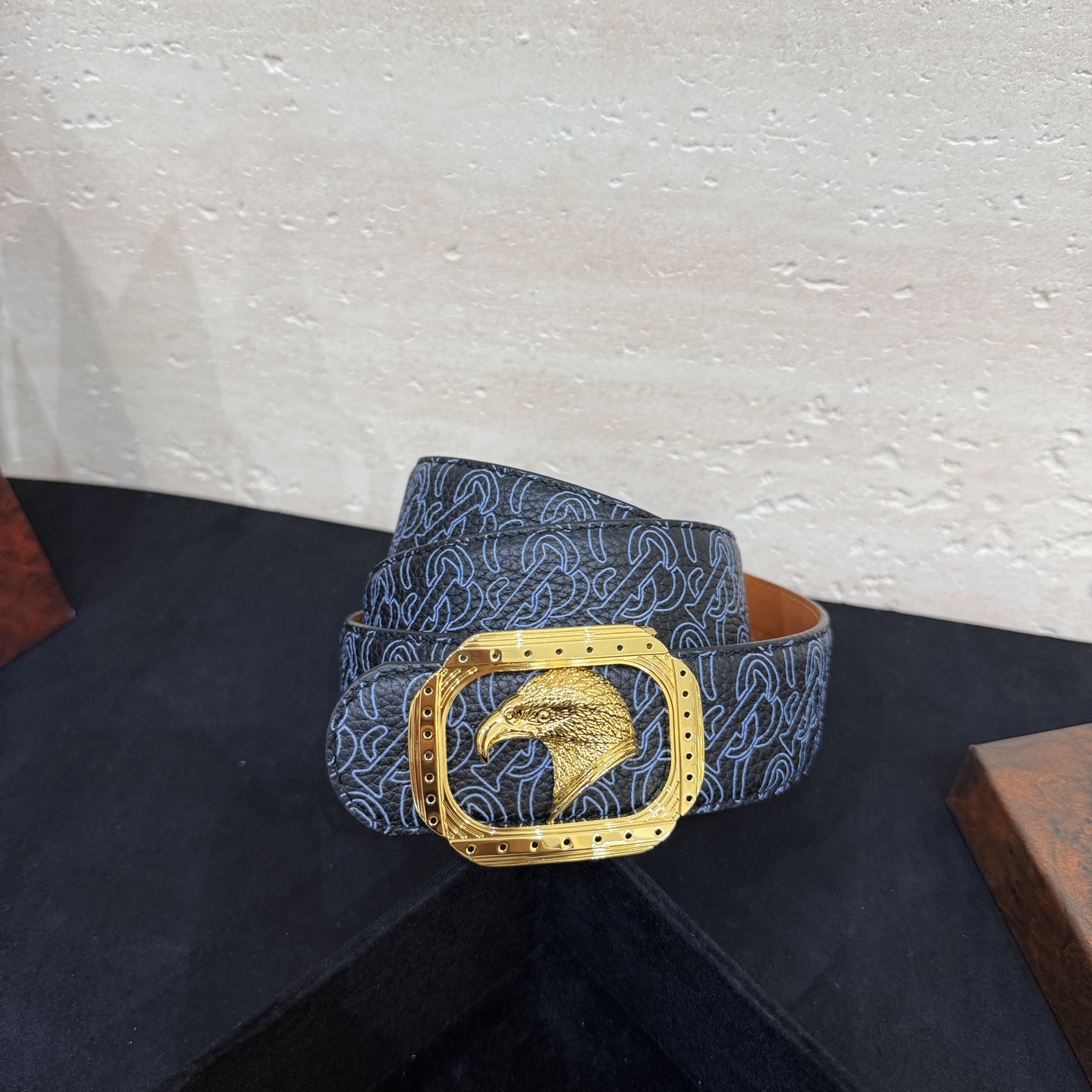 🅿️249 Stefano Ricci /🆕新款原單品質/精品經典鹰头鋼扣 底桥雕刻logo🐭原版压纹牛皮進口底皮-寬度38毫米