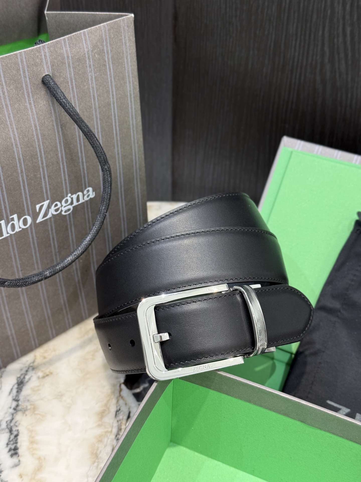 🇮🇹🇮🇹🇮🇹Zegna 杰尼亚·Italy专柜在售正品·走线油边细致搭配原版Gancio五金·3.5cm