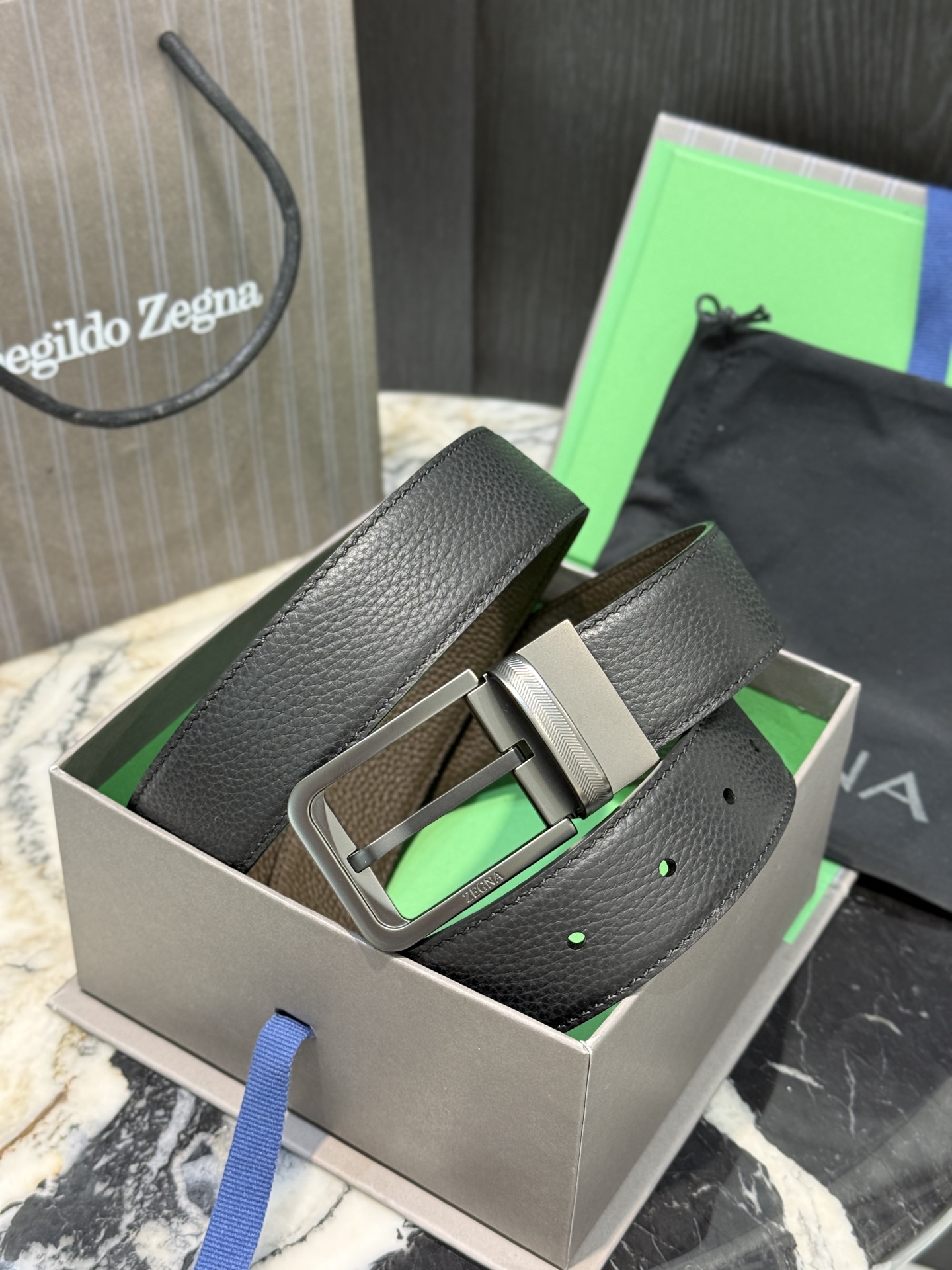 🇮🇹🇮🇹🇮🇹Zegna 杰尼亚·Italy专柜在售正品·走线油边细致搭配原版Gancio五金·3.5cm
