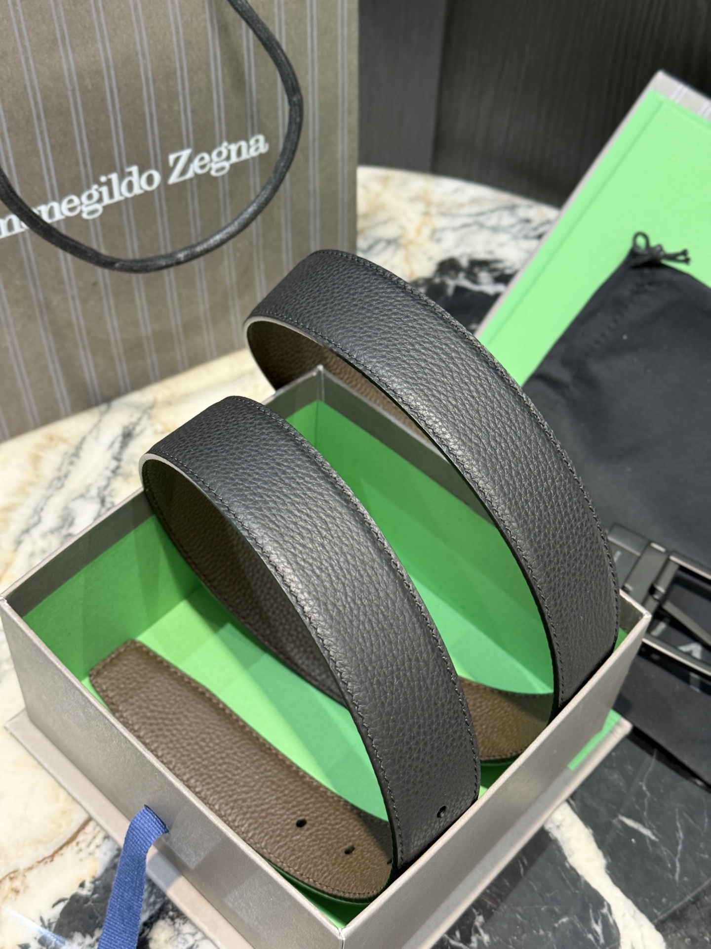 🇮🇹🇮🇹🇮🇹Zegna 杰尼亚·Italy专柜在售正品·走线油边细致搭配原版Gancio五金·3.5cm