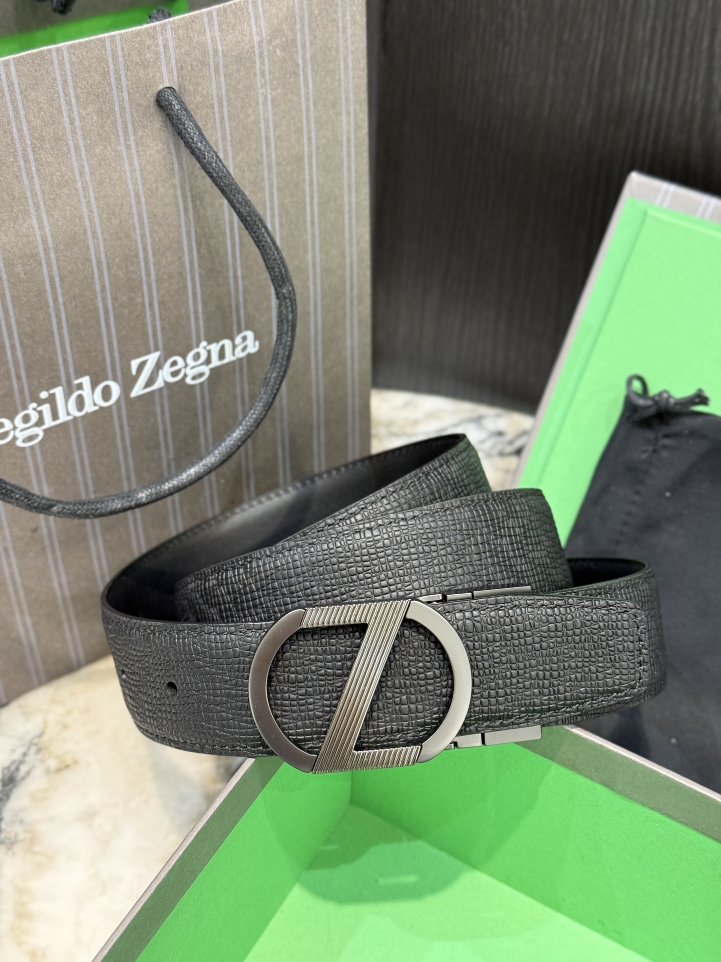 🇮🇹🇮🇹🇮🇹Zegna 杰尼亚·Italy专柜在售正品·走线油边细致搭配原版Gancio五金·3.5cm