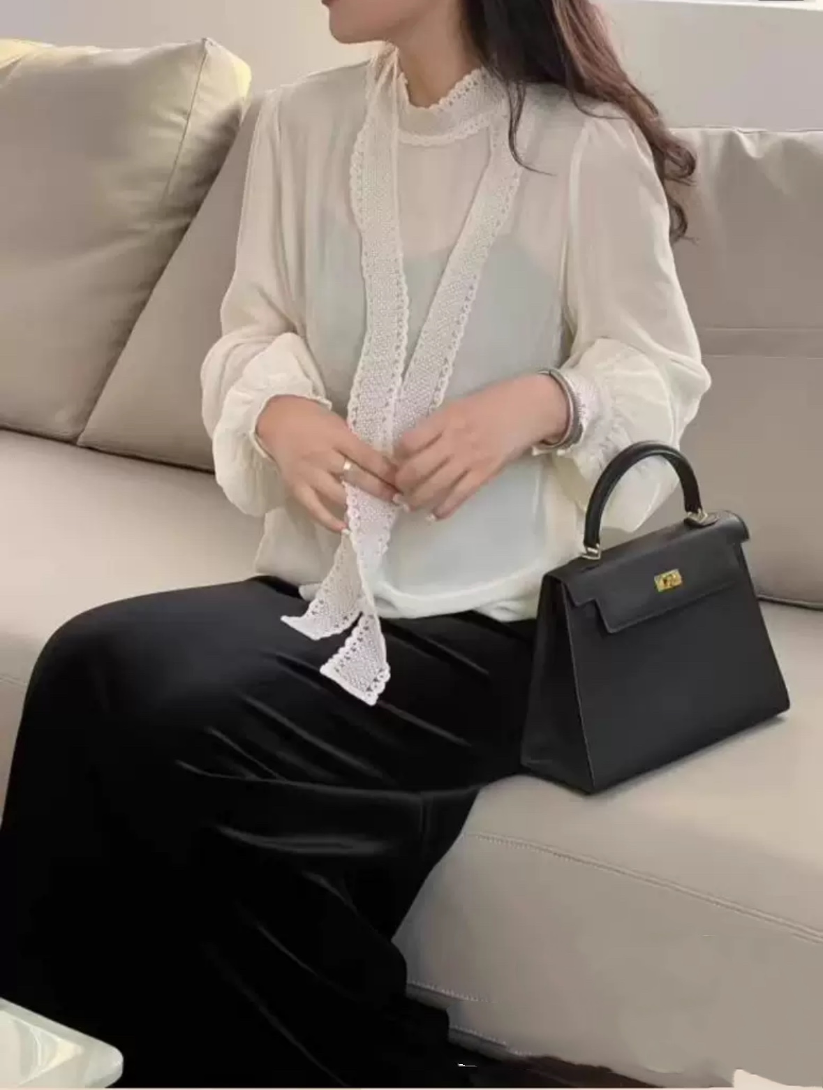 Elegant French-style Women’s Dress with Delicate Lace Details for Sophisticated Look - 图片 3