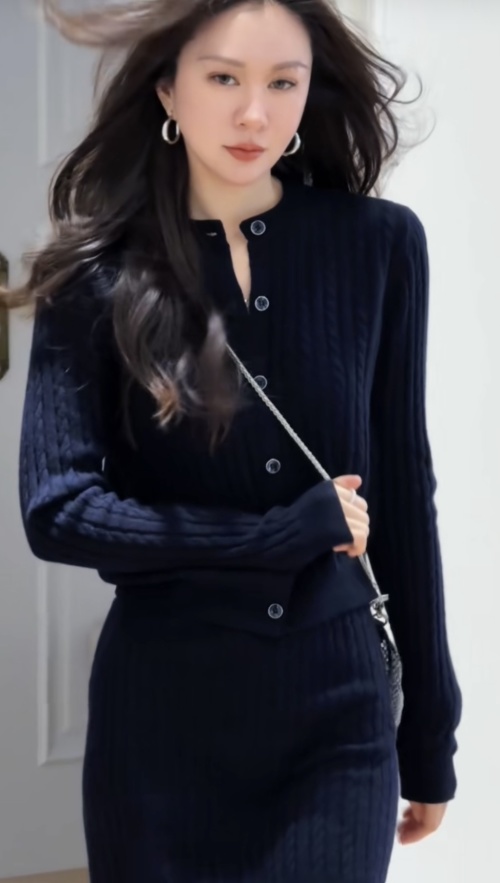 Elegant Knit Cardigan Set with Mini Skirt - Sophisticated Style for Women 1 Elegant Knit Cardigan Set with Mini Skirt - Sophisticated Style for Women