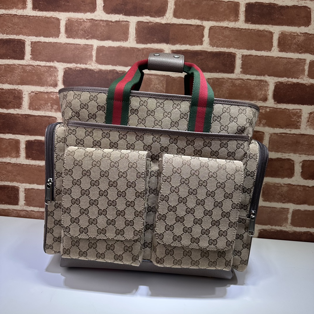 NO:212111,The quality of the counter, top-quality original goods, real-life photos!  Model number 768116 apricot cloth/coffee, size width 40x height 35x side width 20, with removable nylon pad, two webbing backpack straps, can be fixed on the stroller, batch, GUCCI [original leather], gucci, backpacks19860909专柜品质,顶级原单货,实物实拍！款号768116杏布/咖啡,尺寸宽40x高35x侧宽20,附可拆卸尼龙垫,两条织带背包带,可固定在婴儿车上 ,批,GUCCI【原厂皮】,gucci,backpacks,Bag