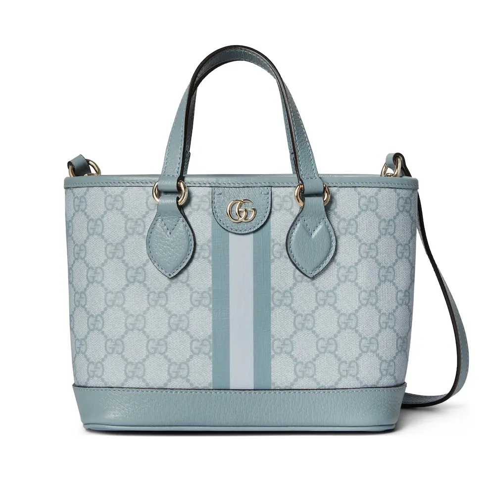 El más deseado
 Gucci Ophidia Mini bolsos Bolsos de Tote Azul Marrón Oro Gris Lona Algodón GG Supreme Mini