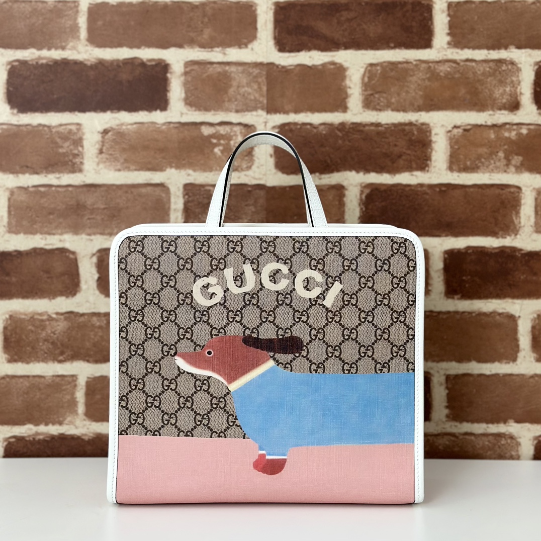 NO:407144,The quality of the counter, top-quality original goods, real-life photos!  Model number 605614 Dachshund Dog Print, Size Width 28X High 25X Side Width 11, Batch, GUCCI [Original Leather], gucci19860909专柜品质,顶级原单货,实物实拍！款号605614腊肠狗印花,尺寸宽28X高25X侧宽11,批,GUCCI【原厂皮】,gucci,Bag