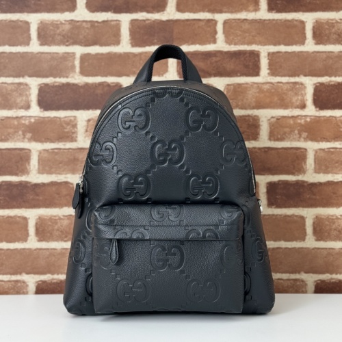 Gucci Embossed Leather Backpack - Black, 35.5x40x17 cm