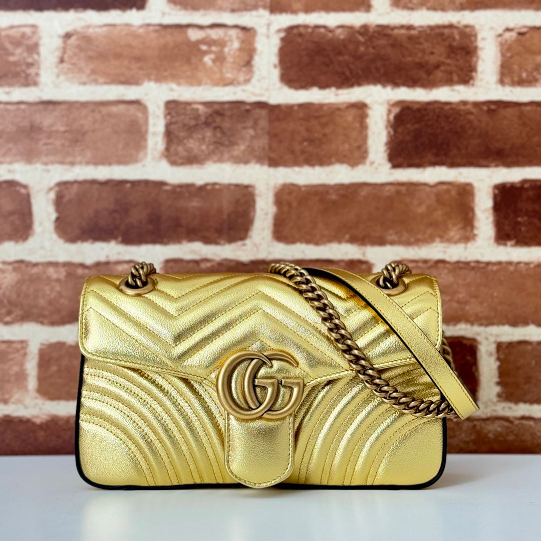 NO:211129,The quality of the counter, top-quality original goods, real-life photos!  Model number 443497 gold, size width 26x height 15x side width 7, batch, GUCCI [original leather], gucci19860909专柜品质,顶级原单货,实物实拍！款号443497金色,尺寸宽26x高15x侧宽7,批,GUCCI【原厂皮】,gucci,Bag