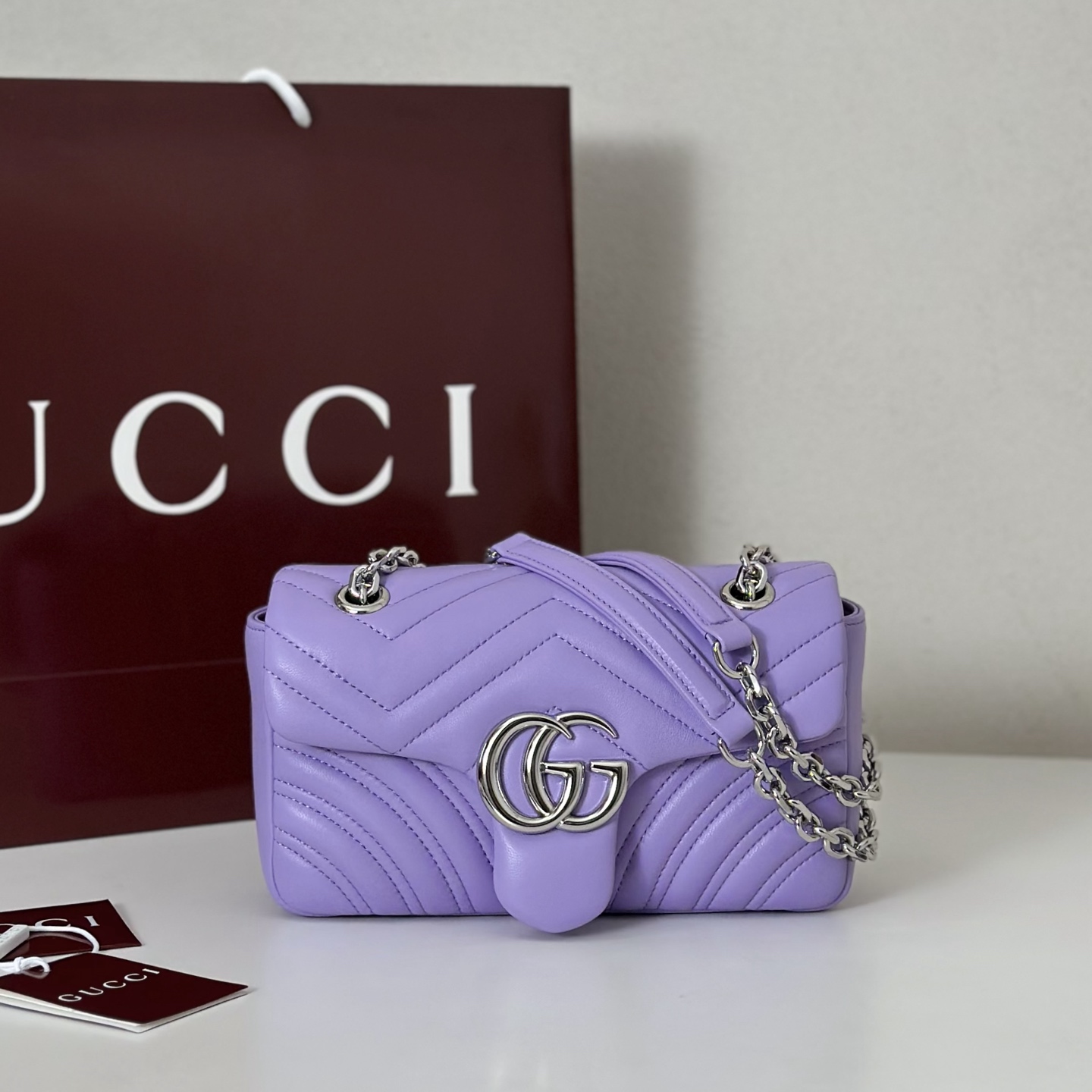 NO:392296,The quality of the counter, top-quality original goods, real-life photos!  837280 light purple, size width 23x height 14x side width 6, batch, GUCCI [original leather], gucci19860909专柜品质,顶级原单货,实物实拍！837280浅紫,尺寸宽23x高14x侧宽6,批,GUCCI【原厂皮】,gucci,Bag