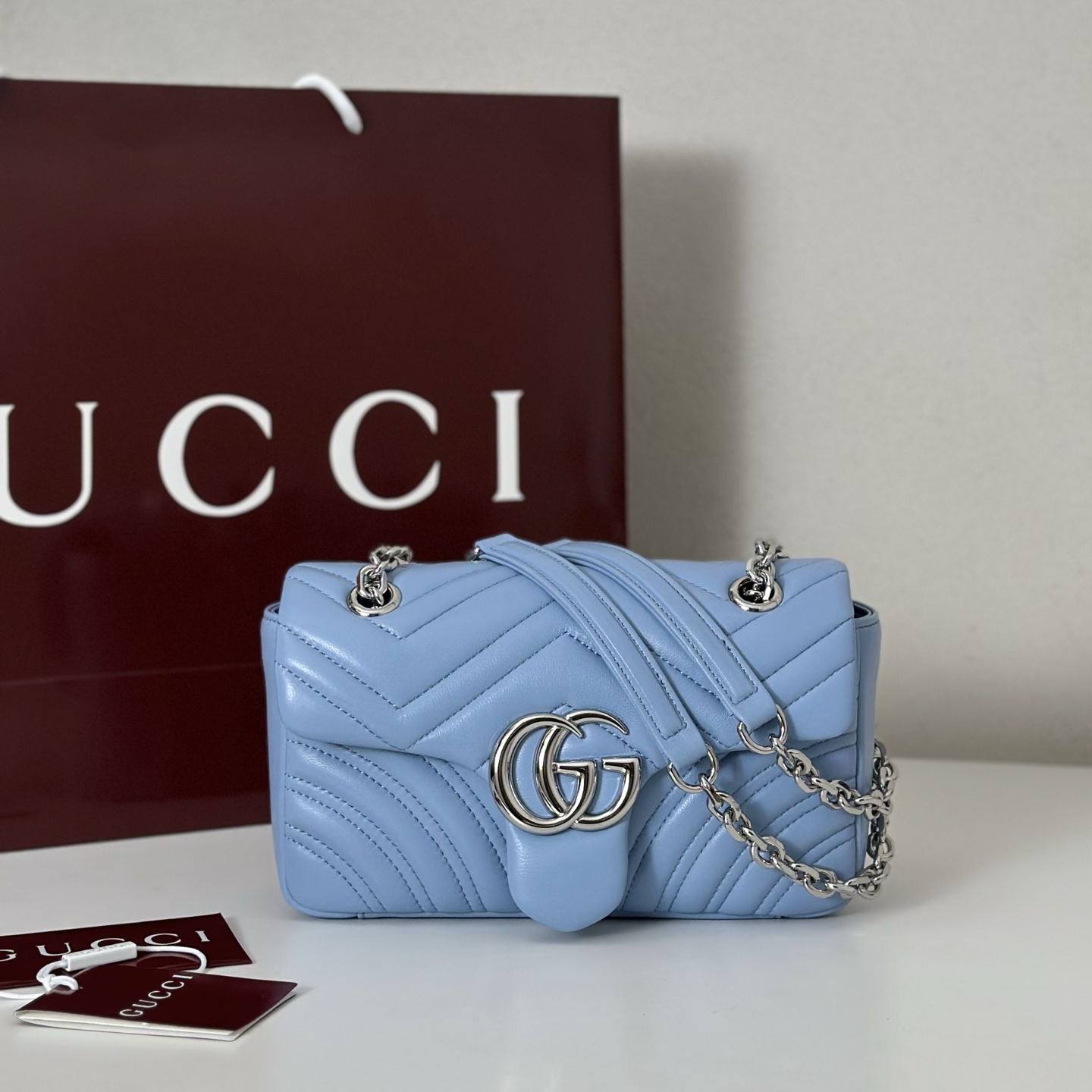 NO:392307,The quality of the counter, top-quality original goods, real-life photos!  837280 light blue, size width 23x height 14x side width 6, batch, GUCCI [original leather], gucci19860909专柜品质,顶级原单货,实物实拍！837280浅蓝,尺寸宽23x高14x侧宽6,批,GUCCI【原厂皮】,gucci,Bag