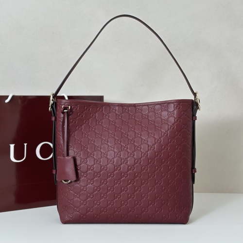 Gucci Guccissima Leather Hobo Bag Wine Red, 30.5x30.5x9cm 1 Gucci Guccissima Leather Hobo Bag Wine Red, 30.5x30.5x9cm