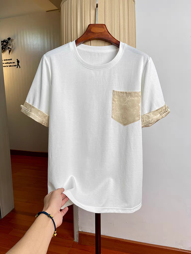 yldwl✨✨今年流行漂亮小衫新中式洋气减龄独特别致国风白色T恤smlxl