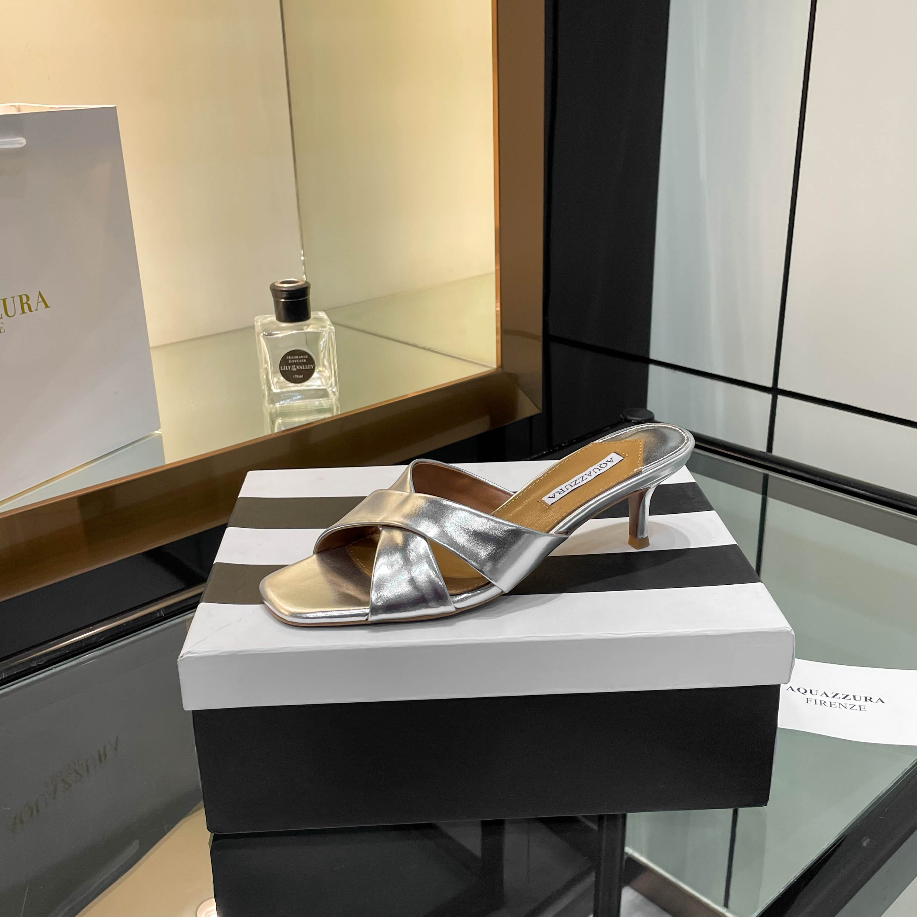 [Aquazzura] New Cross-Laced Slippers for Comfortable Walking, Silk & Italian Leather, $675 - 图片 9